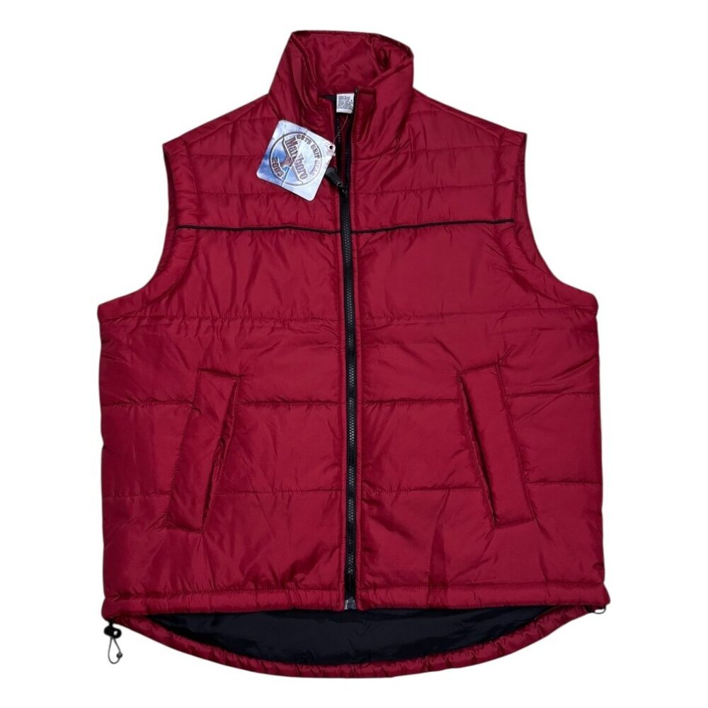 MARLBORO NWT Cigarettes Vintage Red Winter Puffer Parka Vest Mens Small
